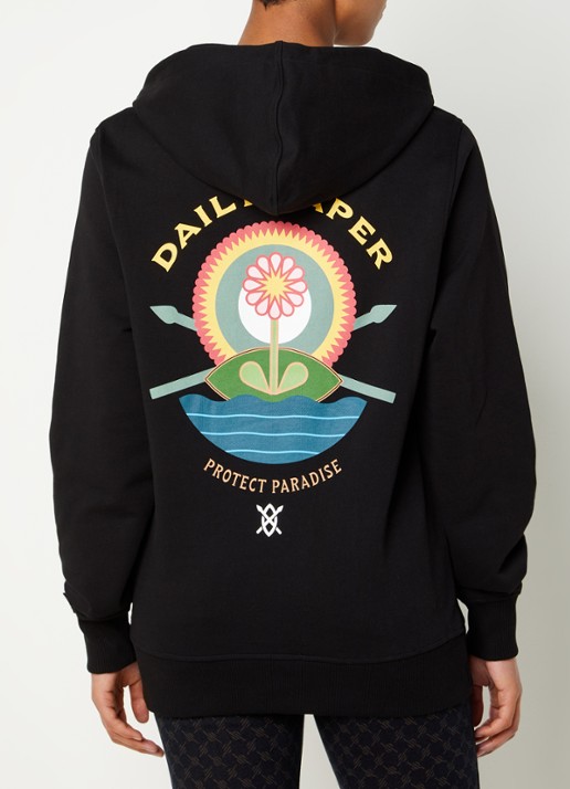 Daily Paper Paisy hoodie van biologisch katoen met logo- en backprint - detail 3 zwart