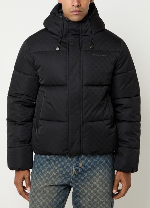 Daily Paper Puffer jack met capuchon - detail 4 zwart