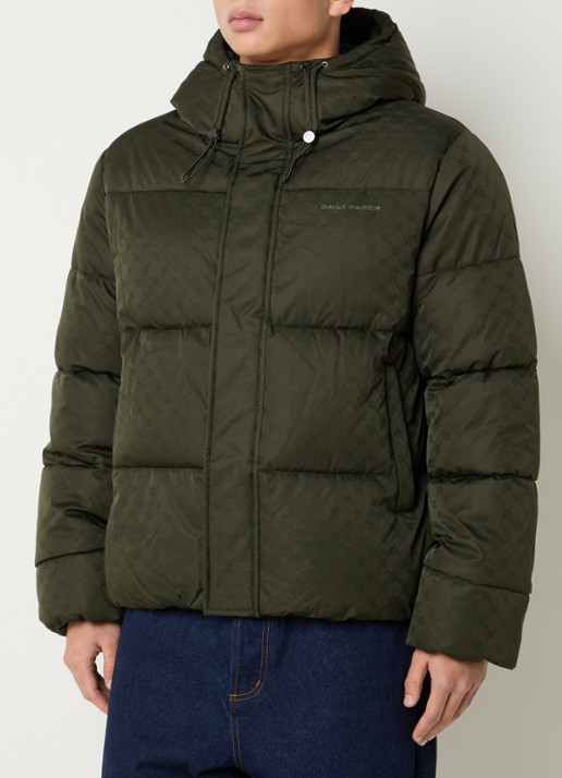 Daily Paper Puffer jack met capuchon - detail 2 groen