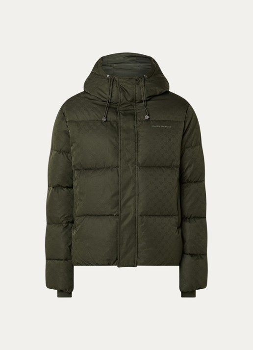 Daily Paper Puffer jack met capuchon - voorkant 3 groen