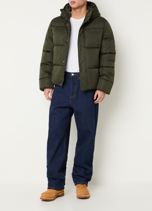 Daily Paper Puffer jack met capuchon - voorkant 4 groen