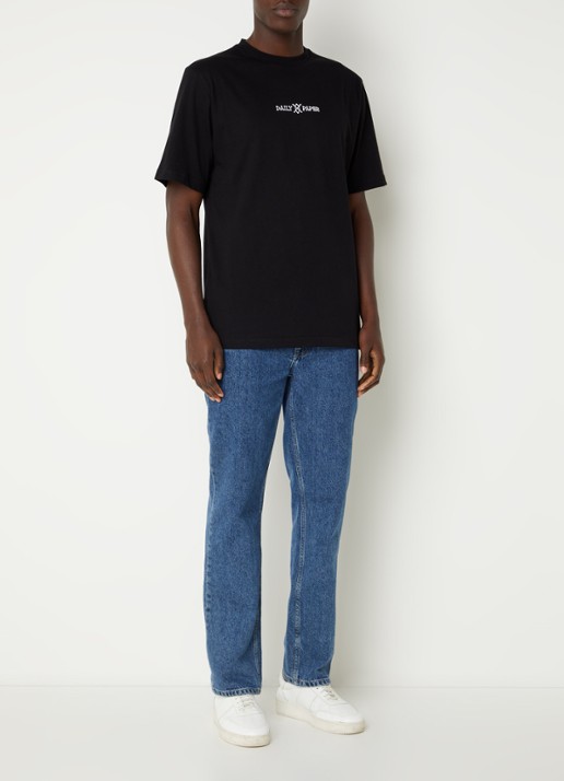 Daily Paper Raysan T-shirt met logo- en backprint  - voorkant 4 zwart