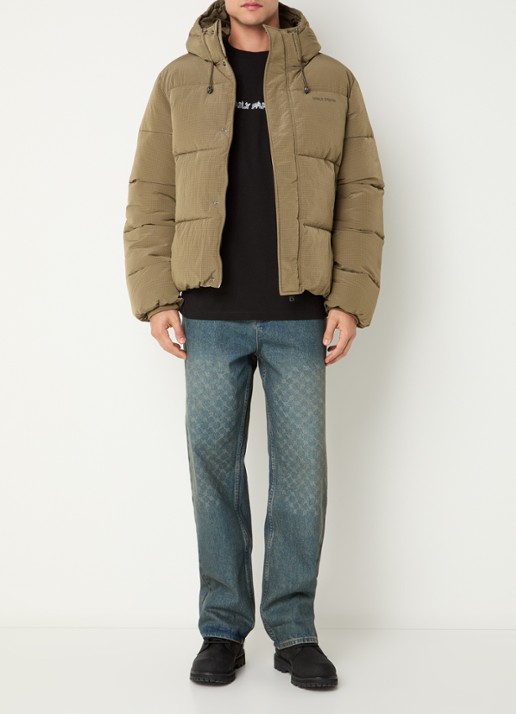 Daily Paper Ripstop puffer jack met logo - voorkant 3 mosgroen