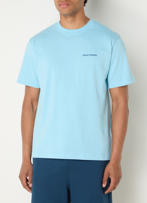 Daily Paper Safari Rally T-shirt met logo- en backprint - achterkant lichtblauw