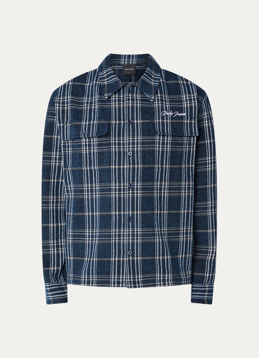Daily Paper Script comfort fit overhemd met ruitdessin - voorkant 3 donkerblauw