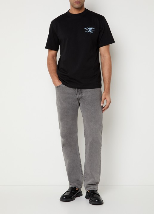 Daily Paper Shield Evolution T-shirt met logo- en backprint - voorkant 4 zwart