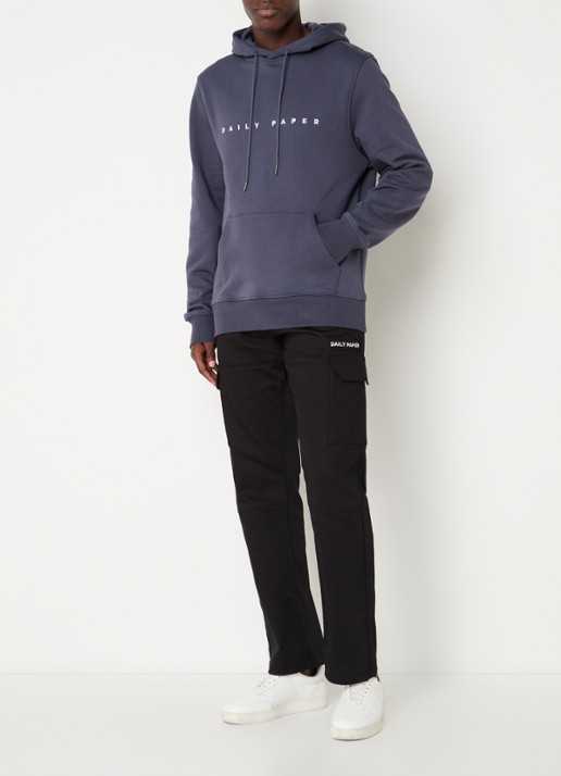 Daily Paper Straight fit cargobroek met logo - voorkant 4 zwart