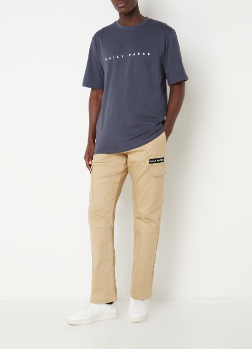 Daily Paper Straight fit cargobroek met logo - voorkant 4 beige