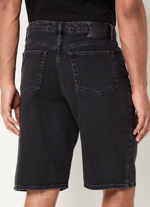 Daily Paper Straight fit korte broek van denim met gekleurde wassing - achterkant 4 zwart