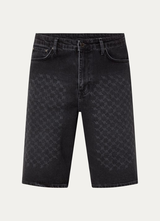 Daily Paper Straight fit korte broek van denim met gekleurde wassing - voorkant zwart