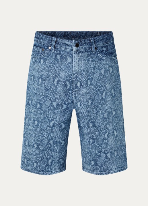 Daily Paper Straight leg korte broek van denim met slangenprint