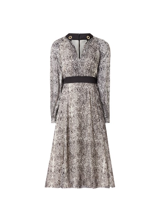 Damsel in a Dress Brooklyn A-lijn jurk met slangenprint - voorkant 3 gebroken wit