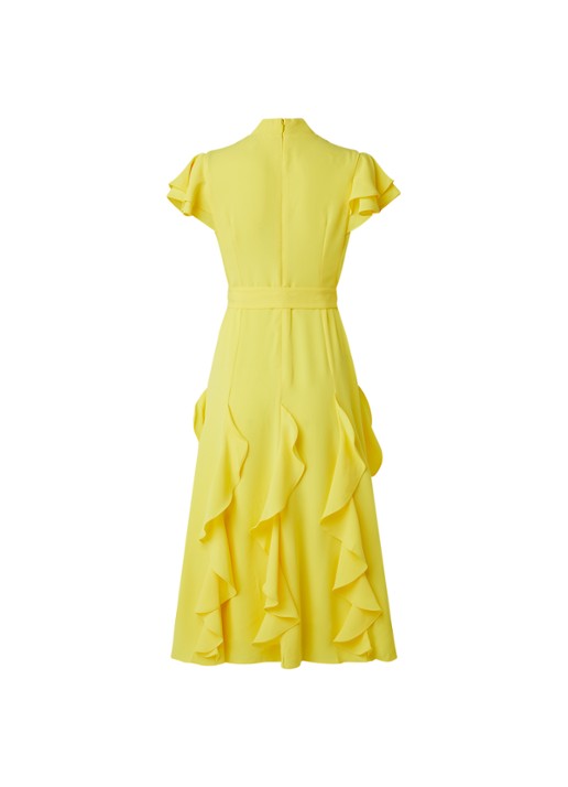 Damsel in a Dress Cemile midi jurk met volant en vlindermouw - achterkant 2 geel
