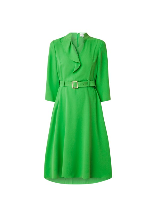 Damsel in a Dress Cindie midi jurk van crêpe met ceintuur - voorkant 2 groen