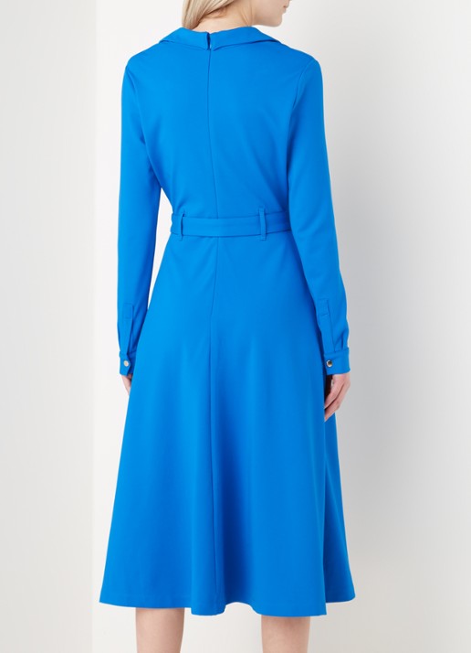 Damsel in a Dress Dalby midi jurk van jersey met ceintuur - achterkant 4 kobaltblauw