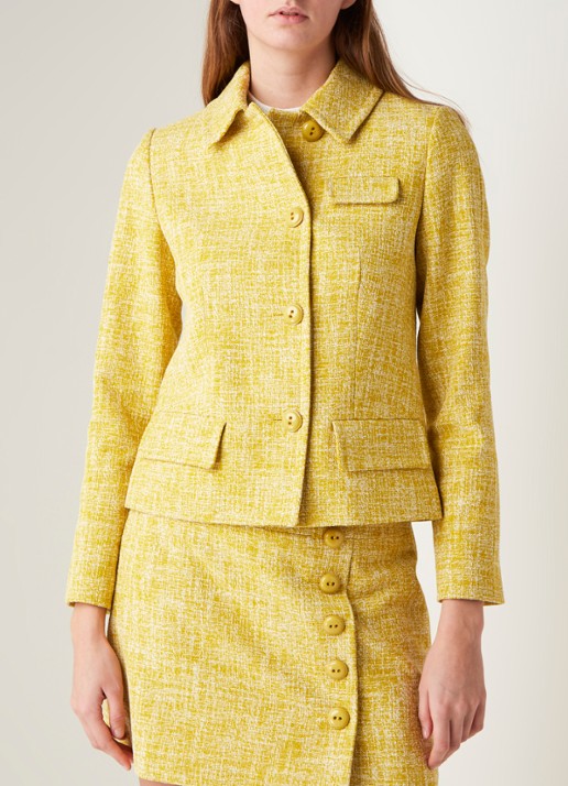Damsel in a Dress Demelza blazer van tweed met klepzakken - detail 4 donkergeel