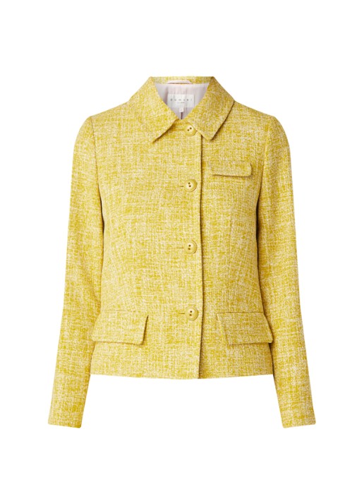 Damsel in a Dress Demelza blazer van tweed met klepzakken - voorkant 2 donkergeel
