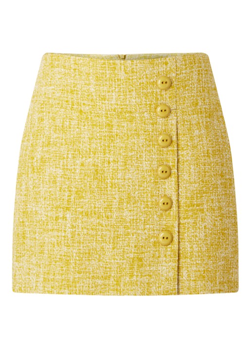 Damsel in a Dress Demelza Tweed Skirt Yellow 08 - voorkant 2 donkergeel