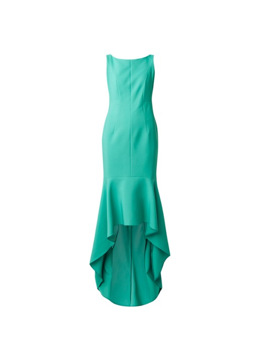 Damsel in a Dress Leela mouwloze galajurk met volant en ronde hals - voorkant mint