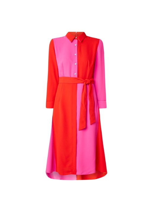Damsel in a Dress Mila blousejurk met colourblocking en strikceintuur - voorkant 3 donkeroranje