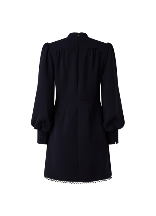 Damsel in a Dress Zeli mini jurk met pofmouw en knoopdetail - achterkant 2 donkerblauw