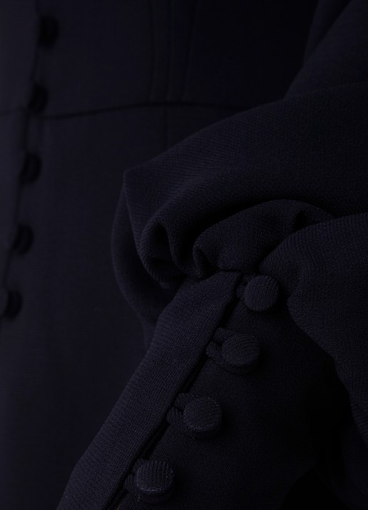 Damsel in a Dress Zeli mini jurk met pofmouw en knoopdetail - detail donkerblauw