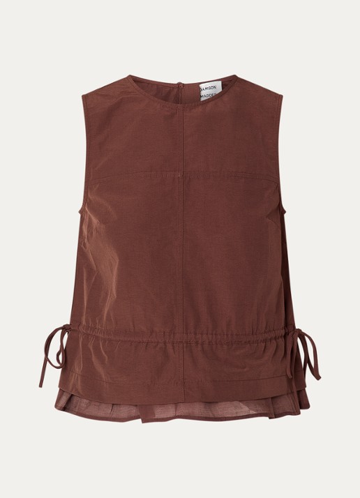 Damson Madder Ailani top met gestrikt detail - voorkant donkerbruin