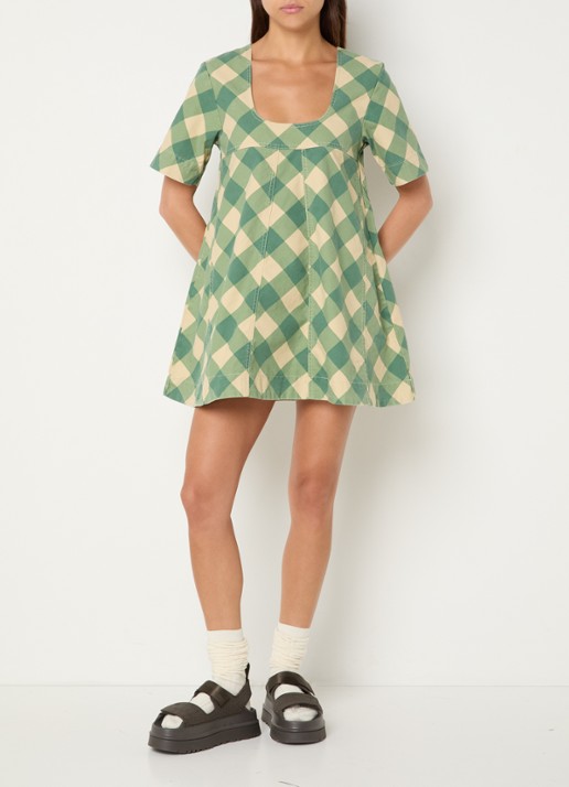 Damson Madder Bridget mini jurk met ruitdessin - voorkant 3 multicolor