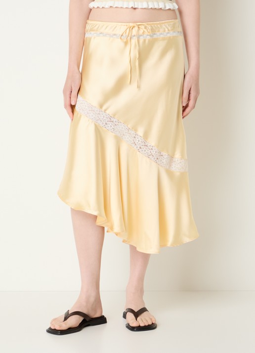 Damson Madder Delphia midi rok van satijn met broderie