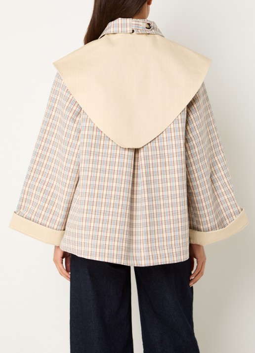 Damson Madder Jerry cropped trenchcoat met steekzakken - achterkant beige