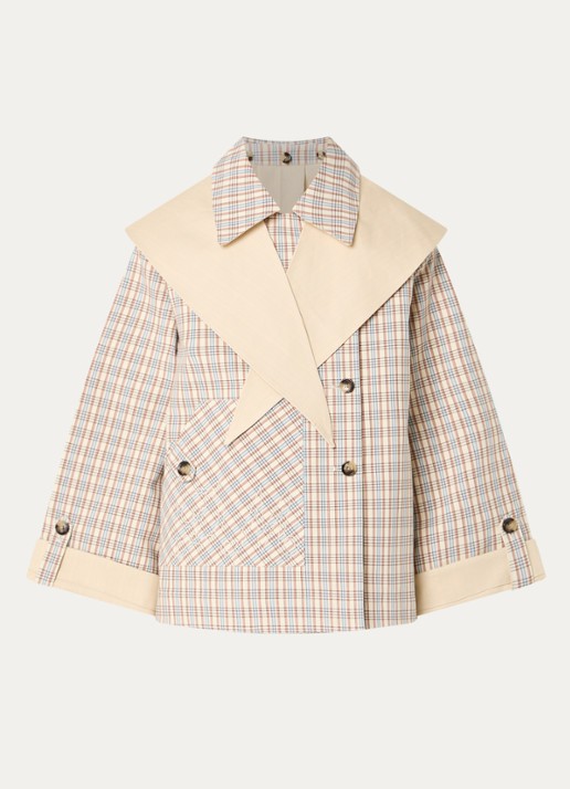 Damson Madder Jerry cropped trenchcoat met steekzakken - voorkant 3 beige
