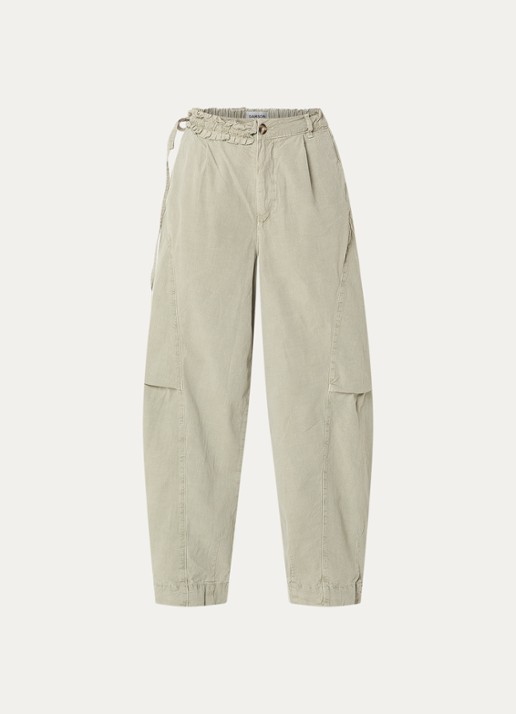 Damson Madder Liv mid waist straight fit broek met steekzakken - voorkant 2 groen