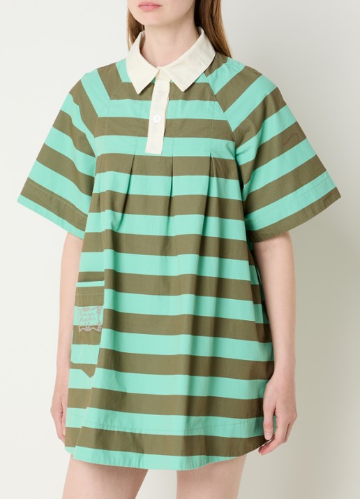 Damson Madder Maggi mini jurk met polokraag en streepdessin