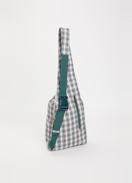 Damson Madder Matilda crossbodytas met ruitdessin  - achterkant groen