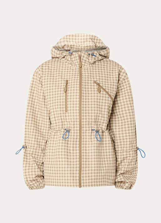Damson Madder Matilda regenjas met ruitdessin - voorkant 2 beige