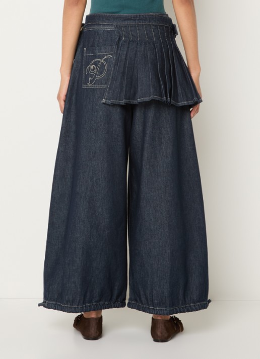 Damson Madder Mavi high waist wide fit jeans met donkere wassing - achterkant 2 indigo