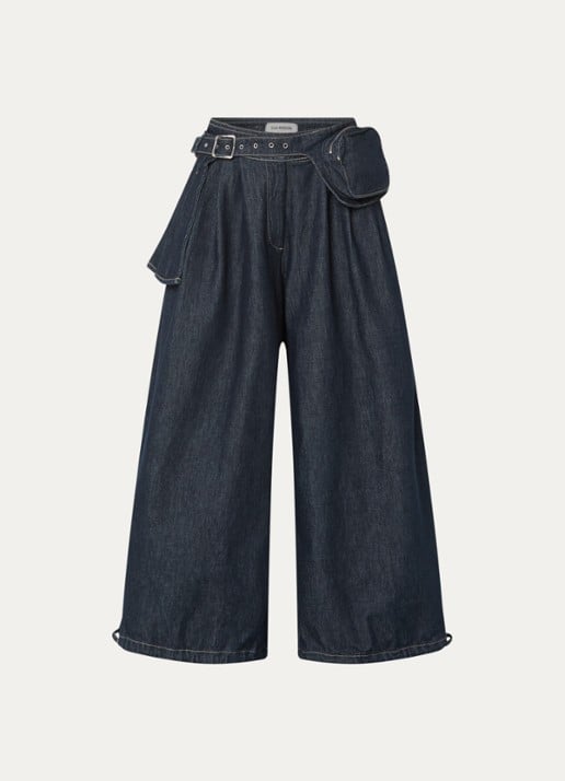 Damson Madder Mavi high waist wide fit jeans met donkere wassing - voorkant 3 indigo