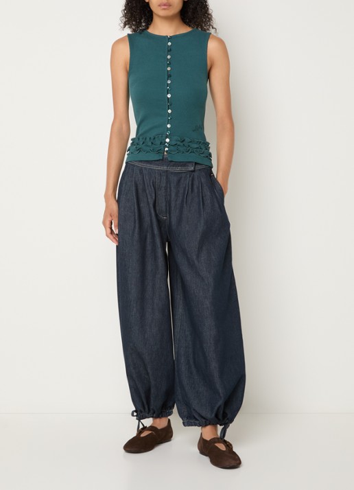 Damson Madder Mavi high waist wide fit jeans met donkere wassing - voorkant 4 indigo