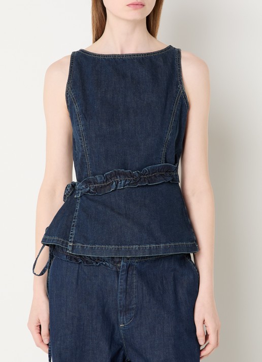 Damson Madder Maxime top van denim met overslag - achterkant 3 indigo
