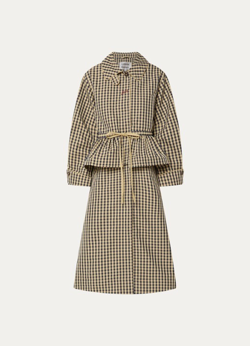 Damson Madder Myrtle trenchcoat met ruitdessin en steekzakken - voorkant 3 geel