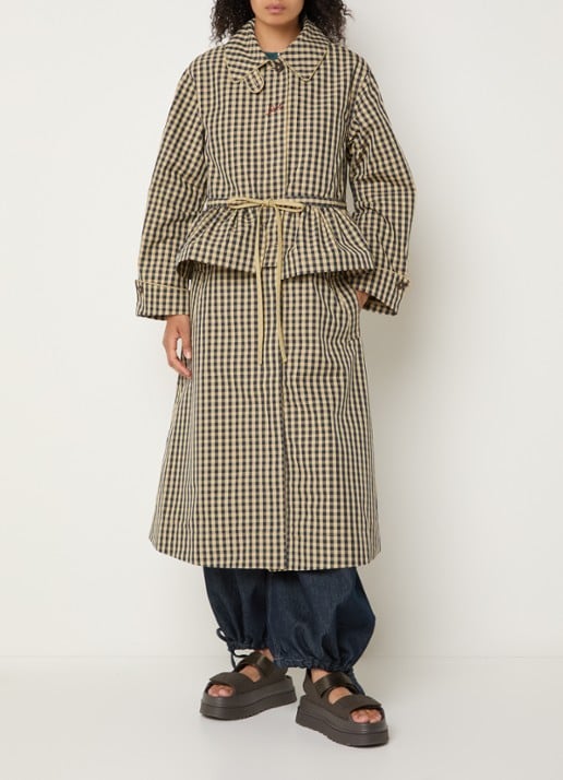 Damson Madder Myrtle trenchcoat met ruitdessin en steekzakken
