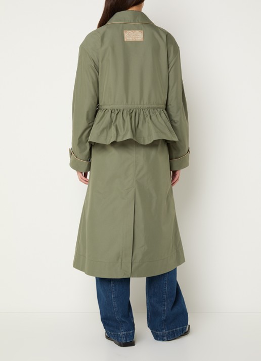 Damson Madder Myrtle trenchcoat met strikceintuur - achterkant 4 groen