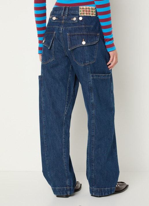 Damson Madder Nina high waist wide leg jeans met donkere wassing - achterkant 3 indigo