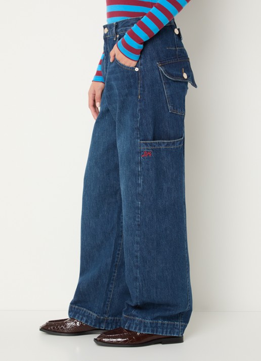 Damson Madder Nina high waist wide leg jeans met donkere wassing - detail 5 indigo