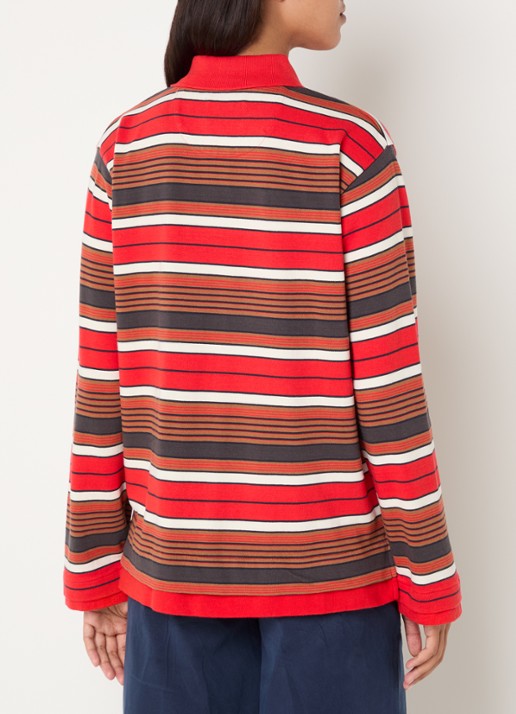 Damson Madder Noah regular fit polo met streepprint - achterkant 3 rood