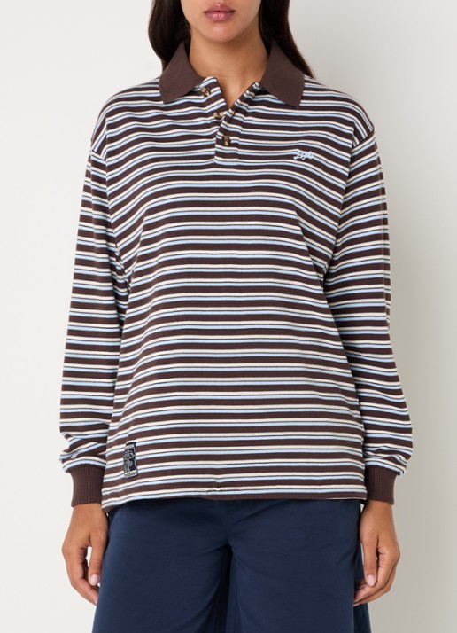 Damson Madder Remie regular fit polo met streepprint