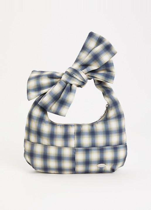 Damson Madder Roo check tie schoudertas met ruitdessin  - voorkant groen
