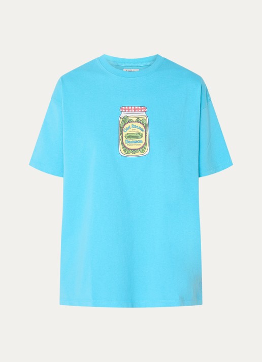 Damson Madder Snack Plate T-shirt met front- en backprint - voorkant blauw