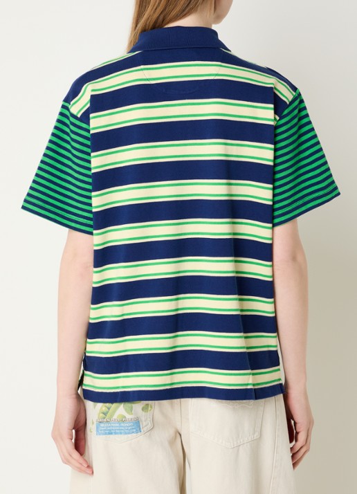 Damson Madder Zia Polo met streepprint - achterkant 3 donkerblauw