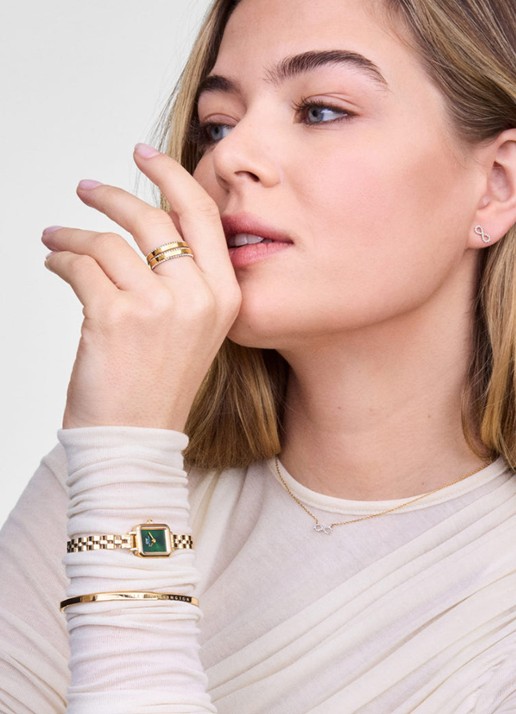 Daniel Wellington Quadro Mini Arch 3-Link horloge DW00100852 - voorkant 2 goud